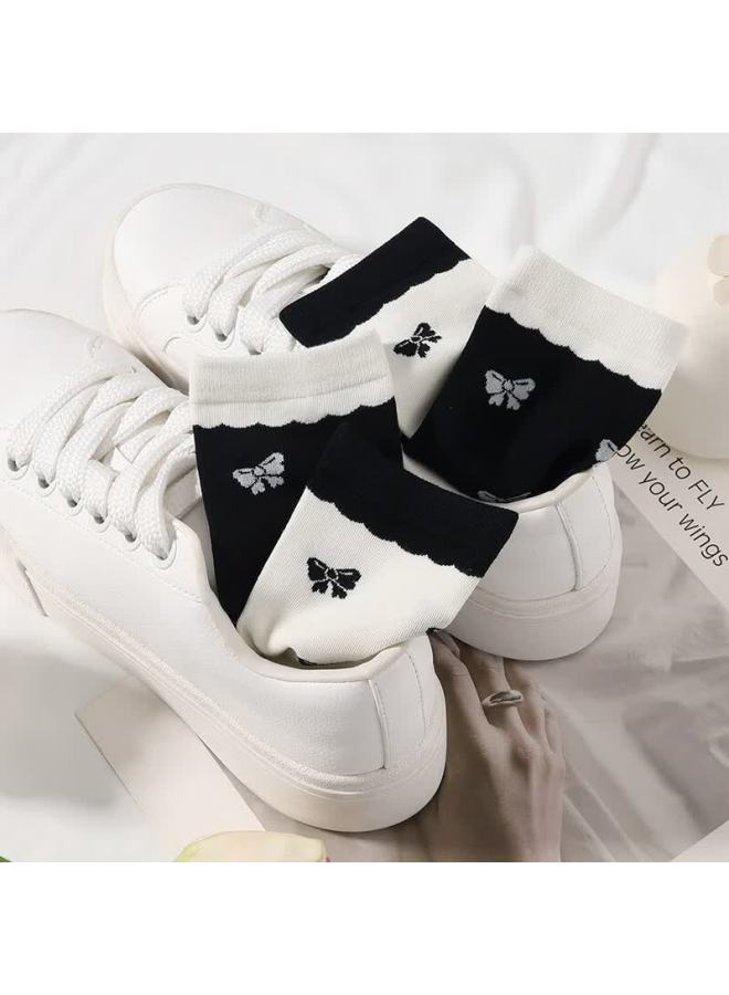 Fentengcare Women's Socks, New Collection, 4 Pairs, 7a Antibacterial Deodorizing, Chanel-style Cotton Socks, Breathable, Sweat-proof Mid-calf Socks - Image 4