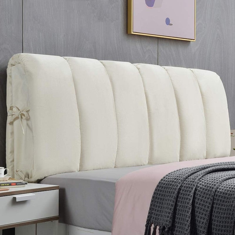 Light Luxury Bed Headboard Comfortable Corn Velvet Cotton Filling Cushion Large Backrest Anti-Collision Nordic Style Decoration Bed Head Dustproof Protector Slip Blue-120×50cm (Beige 90×60cm) - Image 1