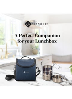 Shopoflux SHOPOFLUX Lunch Bag for Men and Women, Insulated Tiffin Bags for Office, College, School with Crossbody Belt (Blue)  - Image 5