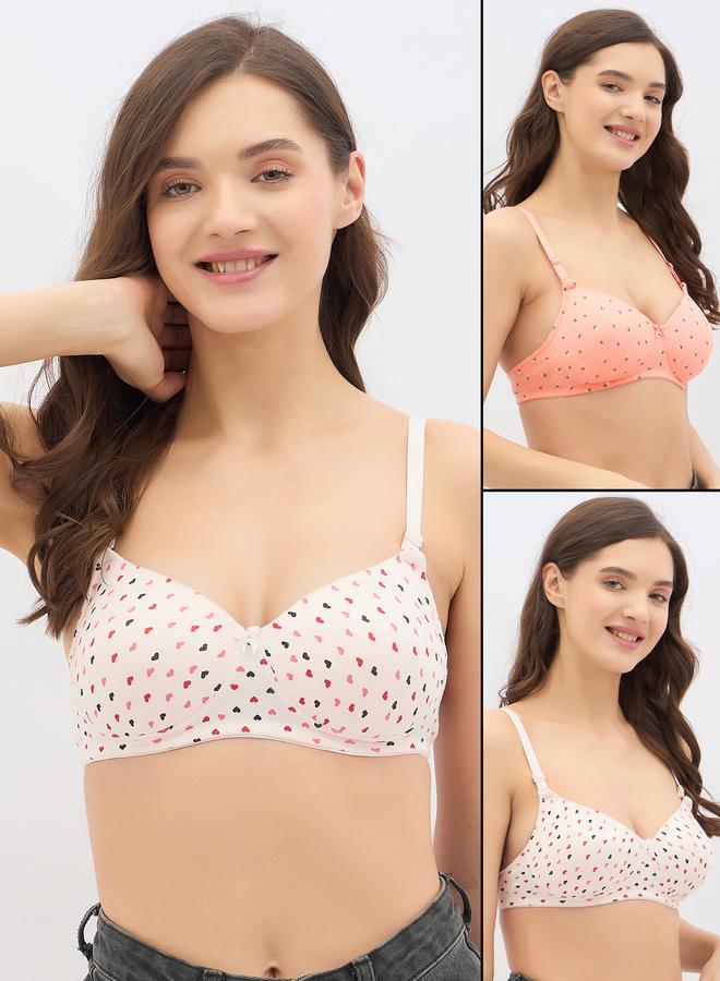 Clovia Set of 2 - Padded Non-Wired Full Coverage Heart Print Bra - Image 1