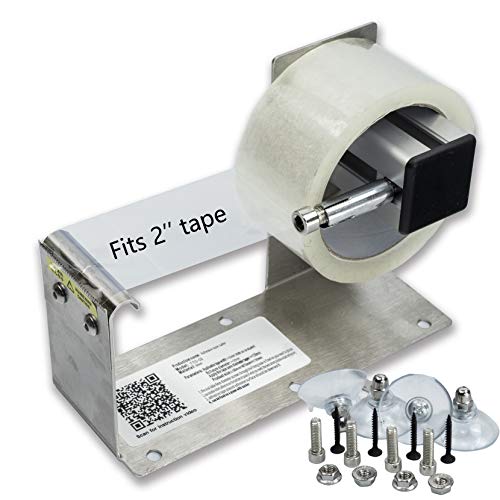 LDS Industry 2 inches Desktop Table Top/Wall Mounted Tape and Label Dispenser, Large Desktop Tape Dispenser for 2'' Tape, Stainless Steel Frame with Sucktion Cup Sucker TTD-02 - Image 1
