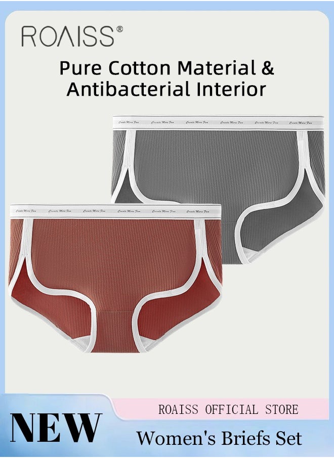 roaiss - 2 Piece Antibacterial Underwear for Women Solid Color Lingerie Briefs Breathable Modal Material Mid Rise Underwear with Comfortable and Soft Crotch Underwear for Couples - Image 1