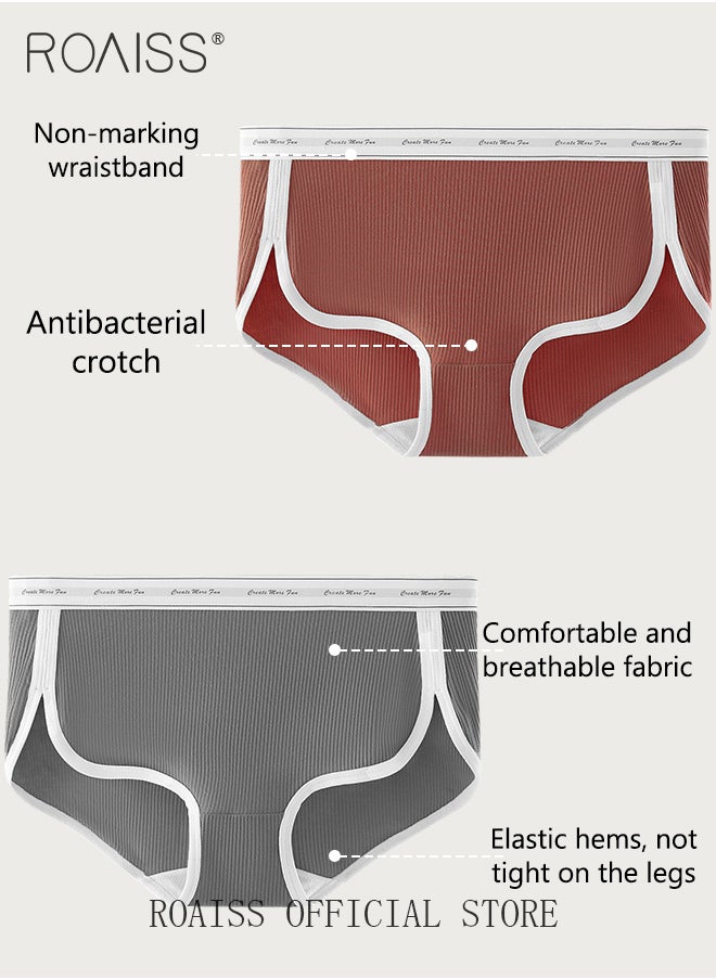roaiss - 2 Piece Antibacterial Underwear for Women Solid Color Lingerie Briefs Breathable Modal Material Mid Rise Underwear with Comfortable and Soft Crotch Underwear for Couples - Image 1