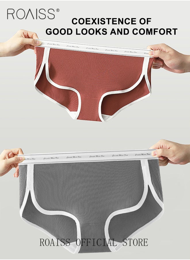 roaiss - 2 Piece Antibacterial Underwear for Women Solid Color Lingerie Briefs Breathable Modal Material Mid Rise Underwear with Comfortable and Soft Crotch Underwear for Couples - Image 1