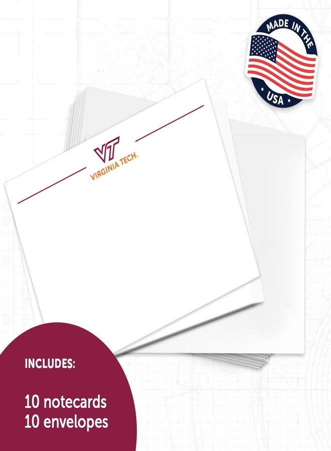 Desert Cactus Virginia Tech 10 Pack Notecards Stationery Cardstock Hokies VT Includes Envelopes Memo Party Thank You (Notecard 1b) - Image 2