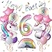 Heukikt Pastel Rainbow Unicorn 6th Birthday Party Decorations Pink Purple Balloon with Large Unicorn Helium Balloons for Girl Birthday Party Garden Fairy Theme Spring Decor number 6 set - Image 3