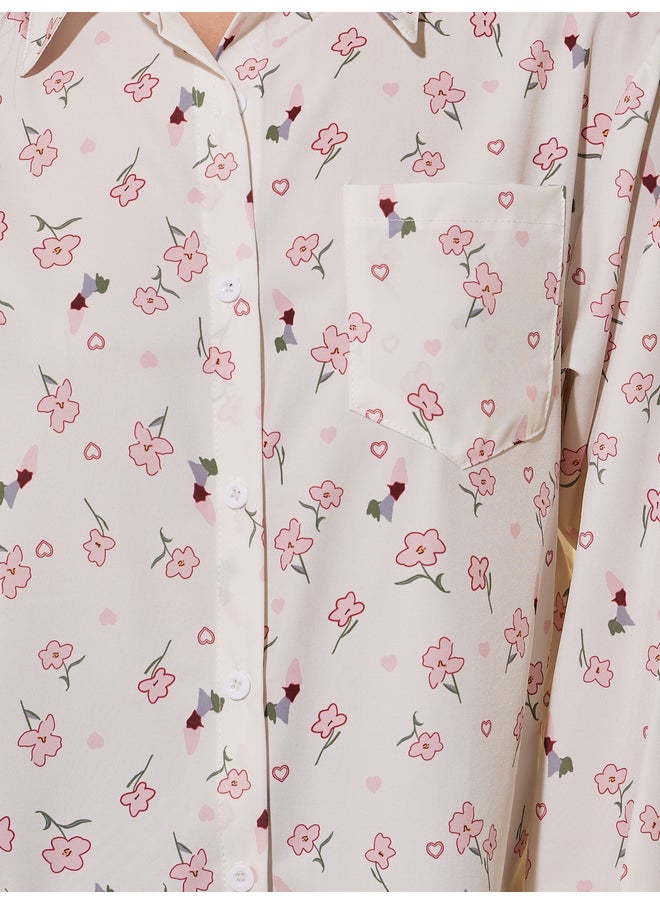 Take Two Take Two Floral Print Long Sleeve Oversized Shirt  - Image 3