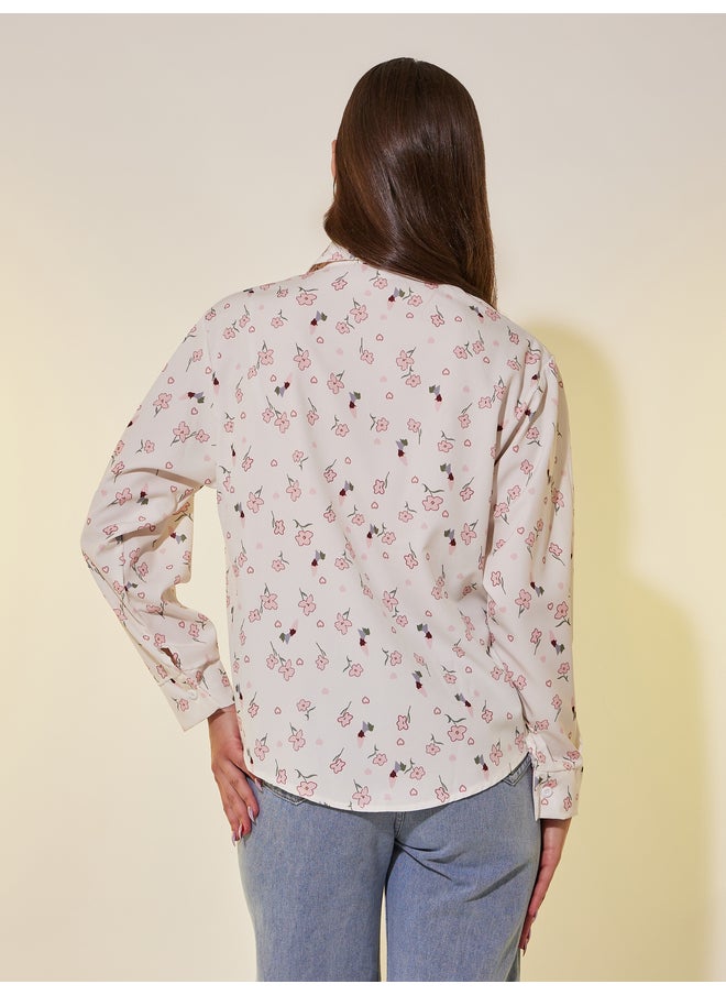 Take Two Take Two Floral Print Long Sleeve Oversized Shirt  - Image 4