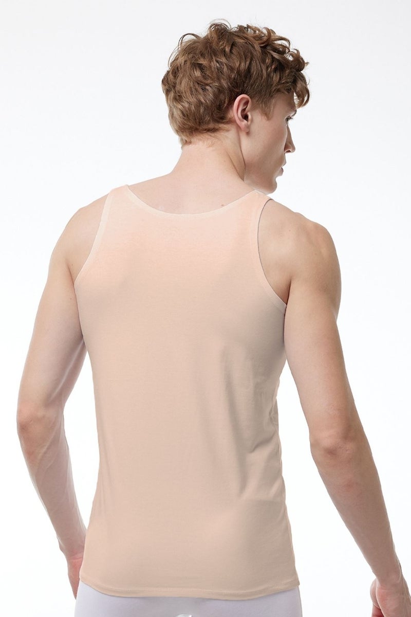 Malabadi Men's 3 Pieces Black White Skin Color Thin Strap Non-Trace Modal Undershirt 013 3M013  - Image 5