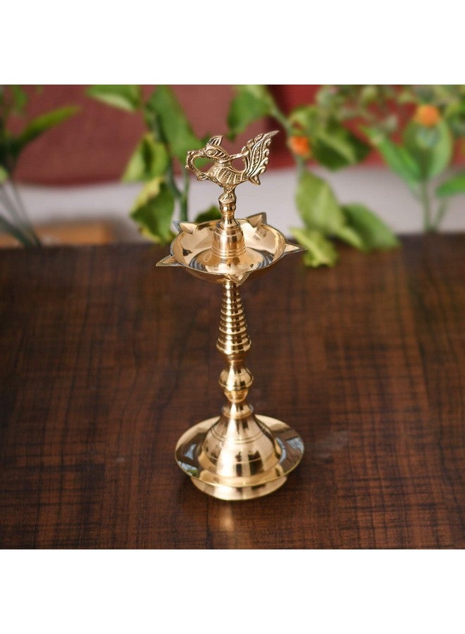 Collectible India Brass Peacock Mahabharat Diya Oil Lamp (Golden, 10.5 X 3.5 Inches ) - Image 2