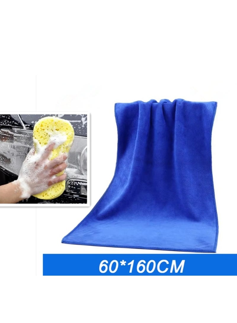 1PC BIG SIZE 60X160CM Microfiber Car Cleaning Towel Cloth Multifunctional Wash Washing Drying Cloths and 1pc sponge