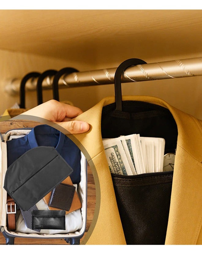 حقيبة أمان تحويل معلقة، جيب آمن مخفي للنقود النقدية، حقيبة سرية بسحاب لحمل المستندات، تناسب الملابس المعلقة مع جيب بسحاب لإخفاء الأشياء الثمينة للمنزل والسفر والسكن الجامعي، (أسود) - Image 3