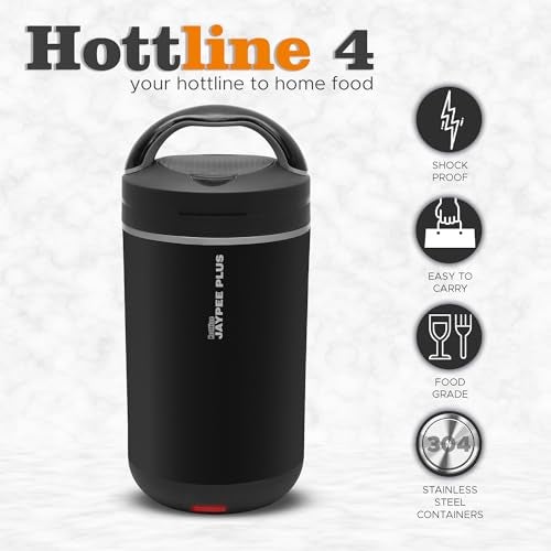 Jaypee Plus Hottline 4-320X4 ml Stainless Steel Electric Lunch Box for Men & Women|Shockproof Design|BPA Free|Reheat Food in 30 Minutes|Convenience case for Power Cord|Inbuilt Thermostat,Black - Image 4