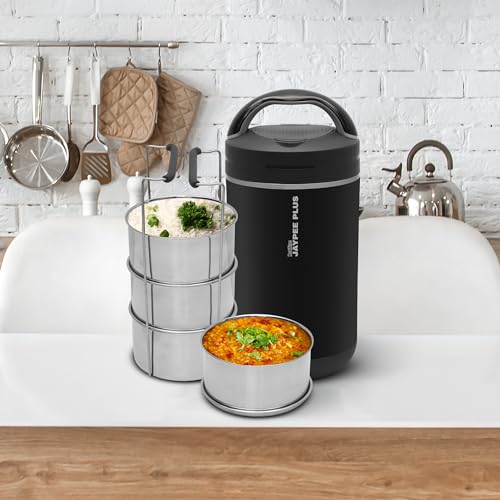 Jaypee Plus Hottline 4-320X4 ml Stainless Steel Electric Lunch Box for Men & Women|Shockproof Design|BPA Free|Reheat Food in 30 Minutes|Convenience case for Power Cord|Inbuilt Thermostat,Black - Image 2