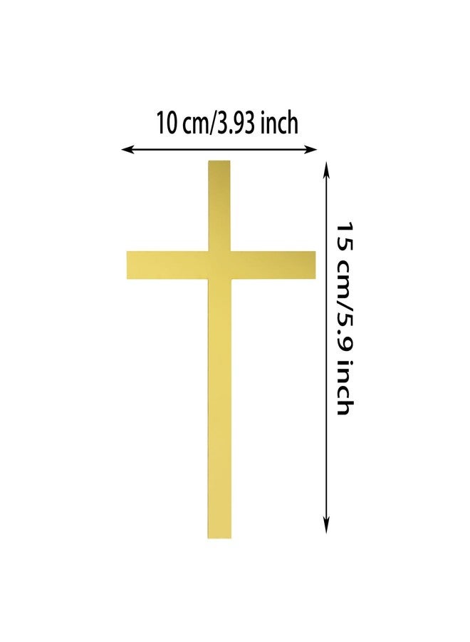 ONLYKXY 3pcs Big Cross Cake Side Decor Acrylic Cross Cupcake Topper Glitter Pick for Theme Party Craft DIY,Bless,Wedding, Bridal Shower,Christmas,Hallowmas,Birthday Baptism,3.9x5.9in (Golden) - Image 2