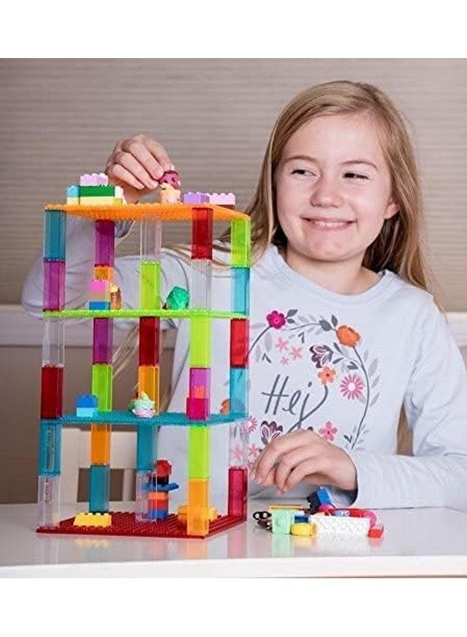 Strictly Briks Compatible with Lego Classic Stackable Baseplates, Building Bricks for Towers, Shelves, and More, Red, Green, Blue & Yellow, 4 Base Plates & 30 Stackers, 6x6 Inches - Image 2