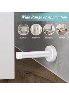 Excefore Door Stops, 2Pcs 3.5 Inch White Door Stoppers, Stainless Steel Modern Doorstops with Sound Dampening Door Bumper Tips, Wall Mounted Baseboard Door Stop Metal Door Holder Wall Protector  - Image 3