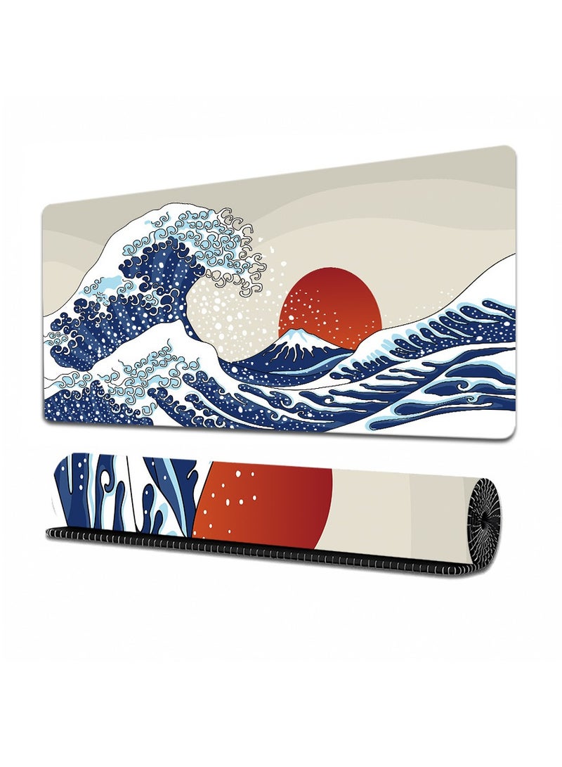 Captaintech Large Topographic Gaming Mouse Pad – 800x300x3mm Extended Non-Slip Mat with Stitched Edges & Water-Resistant Surface - Image 1