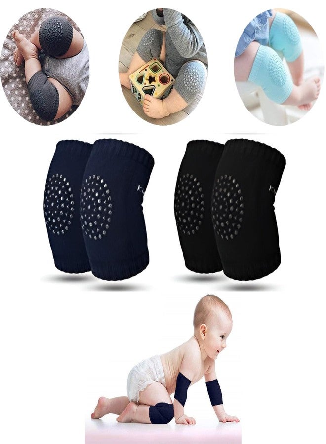 INEVER Baby Knee And Elbow Pads Protectors Toddler Leg for Crawling,Anti-Slip Padded Stretchable Elastic Cotton Soft Breathable Comfortable Knee Cap Elbow Safety Protector,Multicolor (Pack of 2) - Image 1