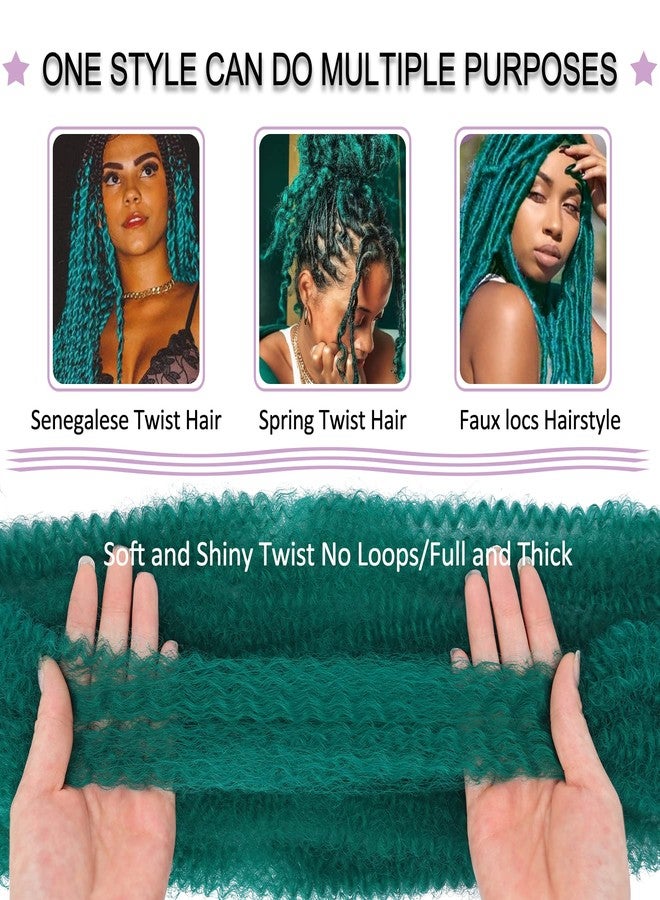 Vomella Springy Afro Twist Hair 8 Packs Marley Twist Braiding Hair Pre Separated Spring Twist Hair for Faux Locs Crochet Hair Kinky Twist for Braiding Synthetic Hair Extensions (green#, 24inch(Pack of 8) - Image 4