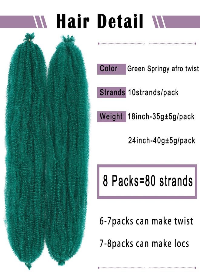 Vomella Springy Afro Twist Hair 8 Packs Marley Twist Braiding Hair Pre Separated Spring Twist Hair for Faux Locs Crochet Hair Kinky Twist for Braiding Synthetic Hair Extensions (green#, 24inch(Pack of 8) - Image 2