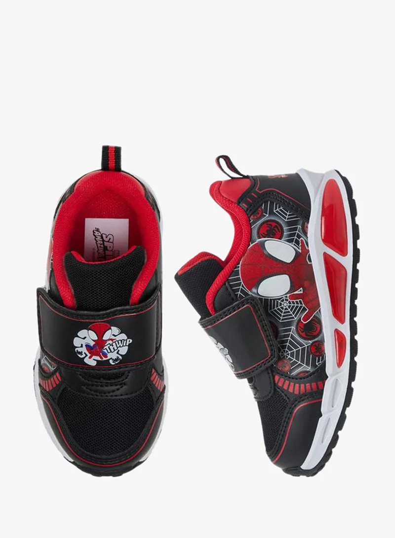 مارفل Boys Spider-Man Print Hook & Loop Light-Up Sneakers