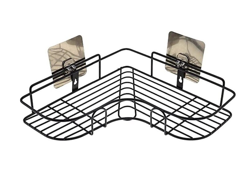PRIVERA Stainless Steel Bathroom Corner Shelf Organizer Storage Hanging Shower Caddy Rack (Black) - Image 1