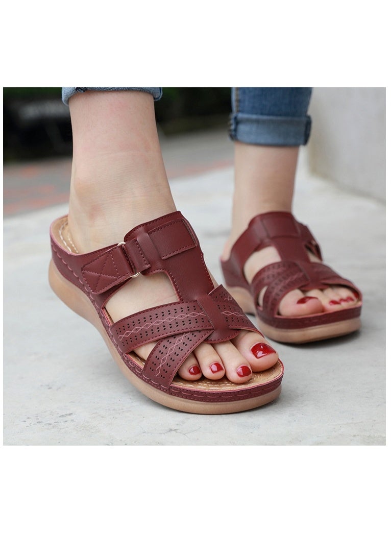NIBEMINENT Summer Women Wedge Sandals Premium Open Toe Sandals Vintage Anti-slip Casual Female  Retro Shoes - Image 2