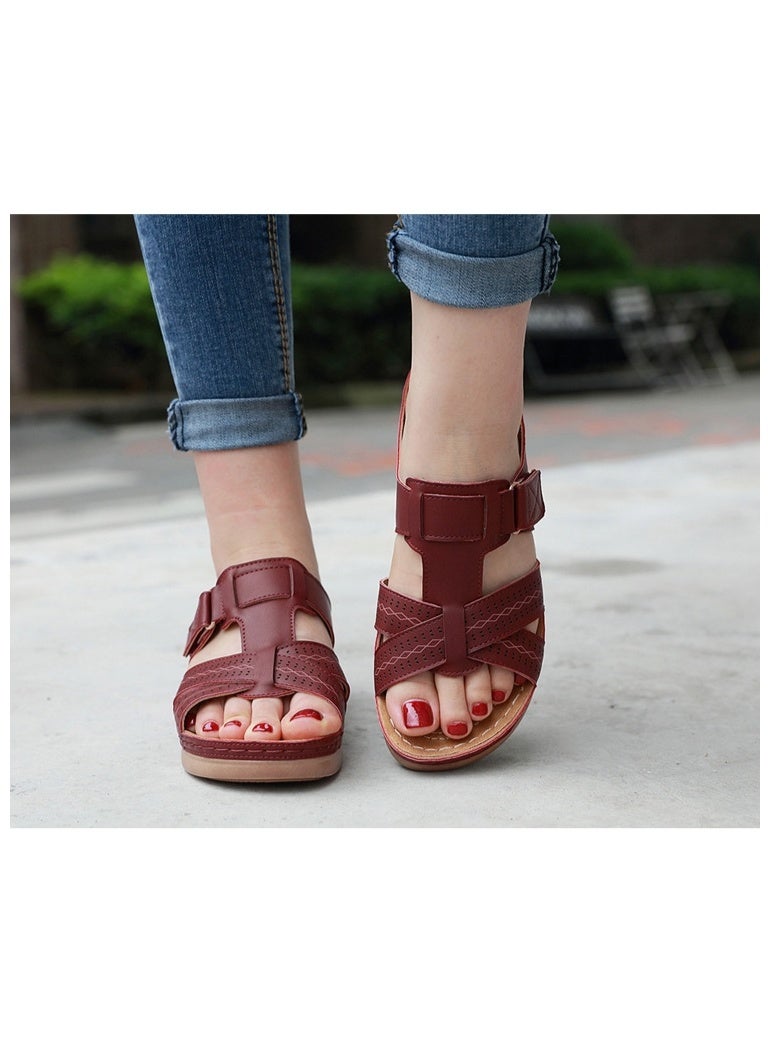 NIBEMINENT Summer Women Wedge Sandals Premium Open Toe Sandals Vintage Anti-slip Casual Female  Retro Shoes - Image 5