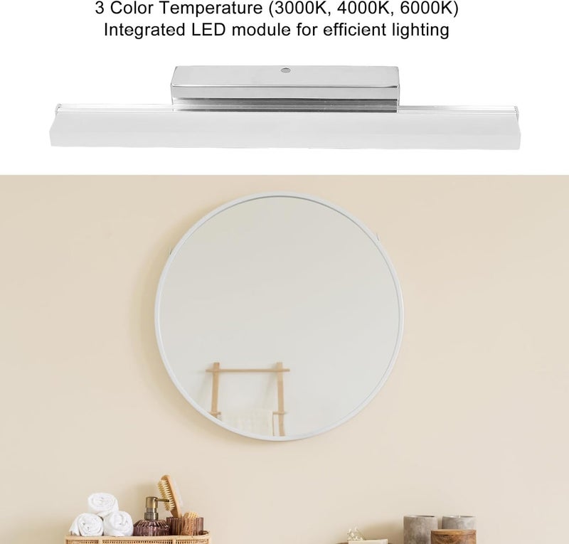 شريط إضاءة زونيت LED للمرآة، بدرجة حرارة لونية 3000K/4000K/6000K، مصباح مرآة مكياج من الألومنيوم والأكريليك للحمام، طاولة الزينة، غرفة النوم (فضي، 15.7 بوصة، توصيل مباشر) - Image 2