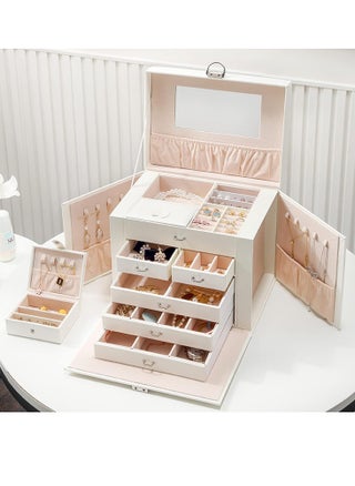 Huge Jewelry Box Mirrored Watch Organizer Necklace Ring Earring Storage, Household Synthetic Leather Huge Jewelry Box Large Capacity Multi Layers White - pzsku/ZB078FA22A6DB26FD618BZ/45/_/1717666305/3db4e7fb-bd0f-4414-93f3-404281b89e68