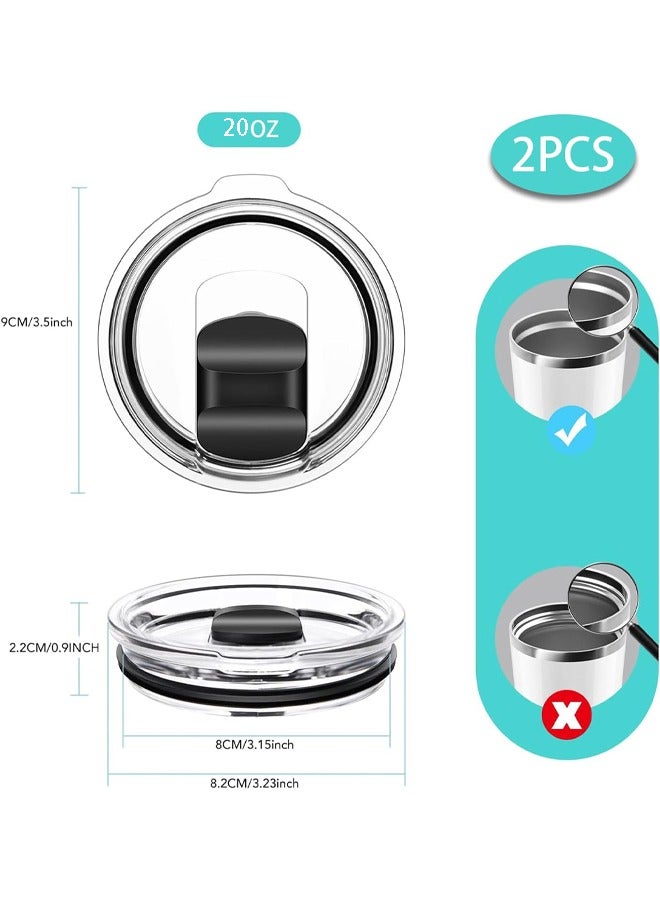 CMGTYYD. طقم غطاء بديل لكوبين يناسب أكواب زجاجية سعة 20 أونصة (يشمل ماصّة) تصميم مقاوم للرذاذ ومانع للتسرب ومتين وسهل التنظيف ومناسب لجميع الأكواب - Image 2