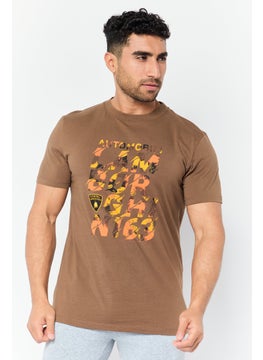 Men Sportswear Fit Short Sleeve Outdoor T-Shirt, Dark Brown