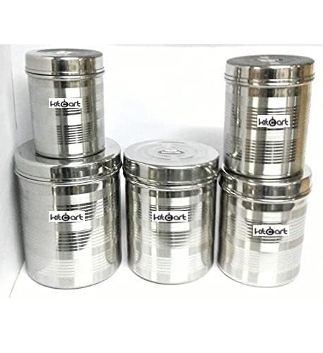 KITCART Stainless Steel dibba kitchen Containers Dabba set 500ml to 2 kg set of 5pcs - Image 1