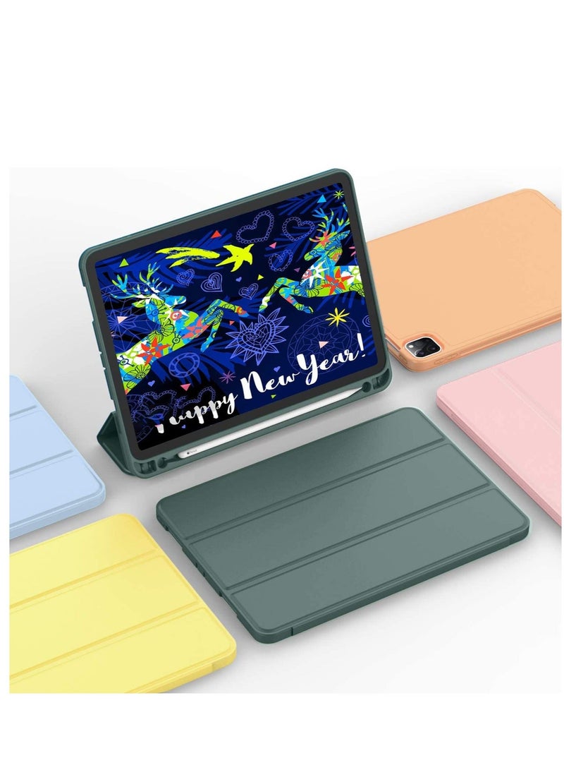 راكسوم جراب ZryXal لجهاز iPad Pro 12.9 2020 مع حامل قلم (الجيل الرابع)، جراب واقٍ فاخر مع ظهر ناعم من مادة TPU وخاصية السكون/التنشيط التلقائي لجهاز iPad Pro 12.9 2020/2018 (أخضر داكن) - Image 4