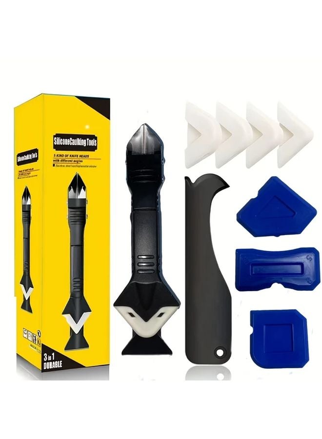9pcs Multi Functional Caulking Tool Kit Adjustable Sealant Nozzle Grout Scraper - Image 2