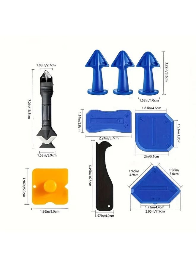 9pcs Multi Functional Caulking Tool Kit Adjustable Sealant Nozzle Grout Scraper - Image 3