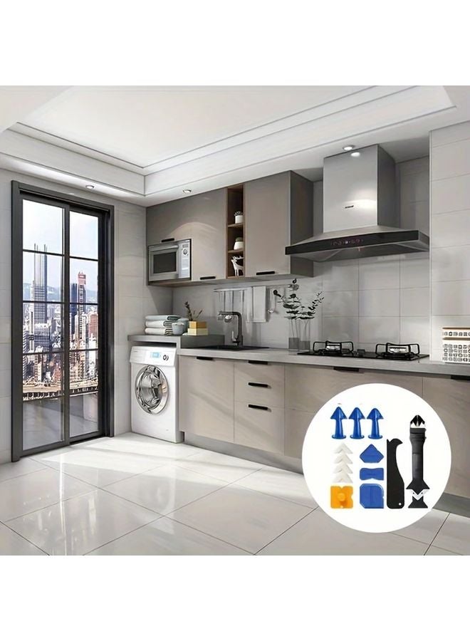 9pcs Multi Functional Caulking Tool Kit Adjustable Sealant Nozzle Grout Scraper - Image 4