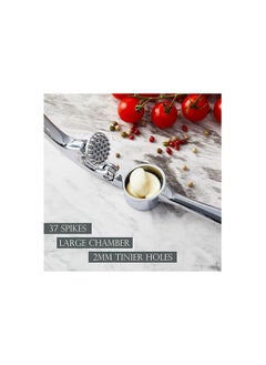 Generic Stainless Steel Garlic Press with Easy Squeeze Handle, Easy to Clean Kitchen Garlic Crushing Helps Well The garlic press is made of high quality zinc alloy, high quality food grade material ensures safety and health. The garlic crusher is corrosion and rust resistant. (Silver)  - Image 4