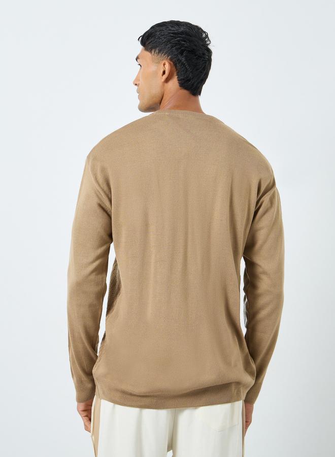 Styli Texture Knit Round Neck Relaxed Sweater - Image 4