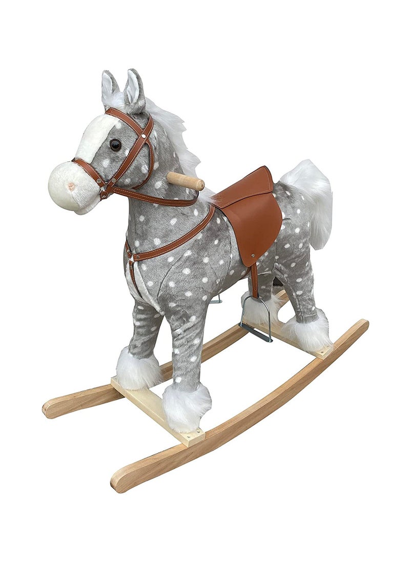 Lovely Baby - Lovely Baby LB 401 Kids Wooden Base Soft Material Rocking Horse Grey - Image 1