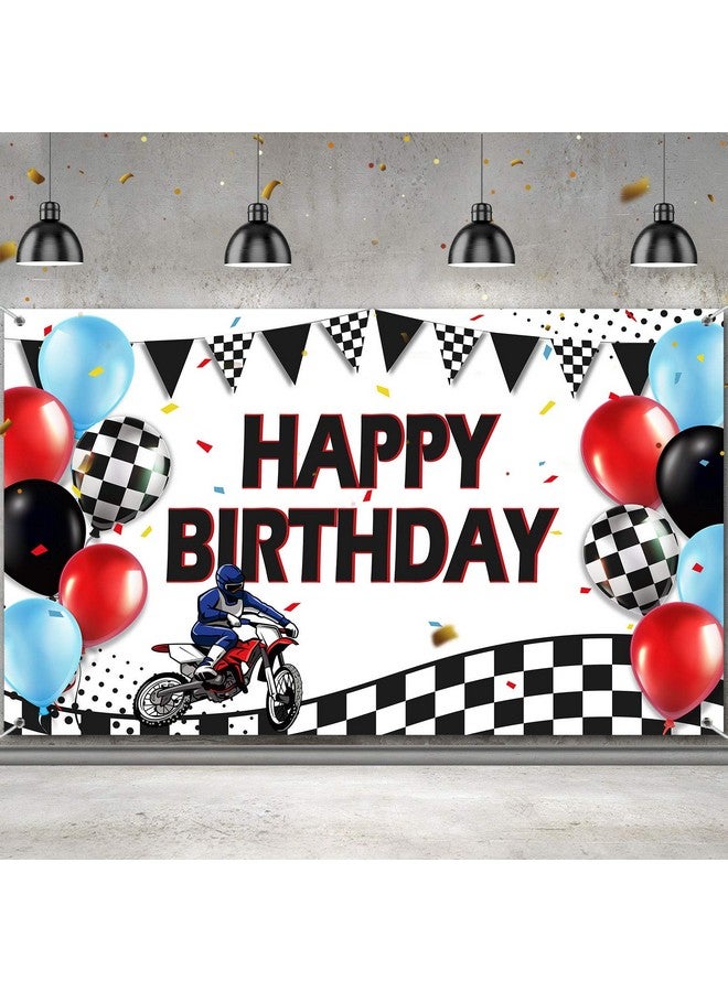 Sumind لافتة خلفية لتزيين حفلة عيد ميلاد دراجة نارية - سباق موتوكروس - لوازم حفلة عيد ميلاد ذات طابع دراجة نارية للمراهقين والبالغين، 72.8 × 43.3 بوصة - Image 1