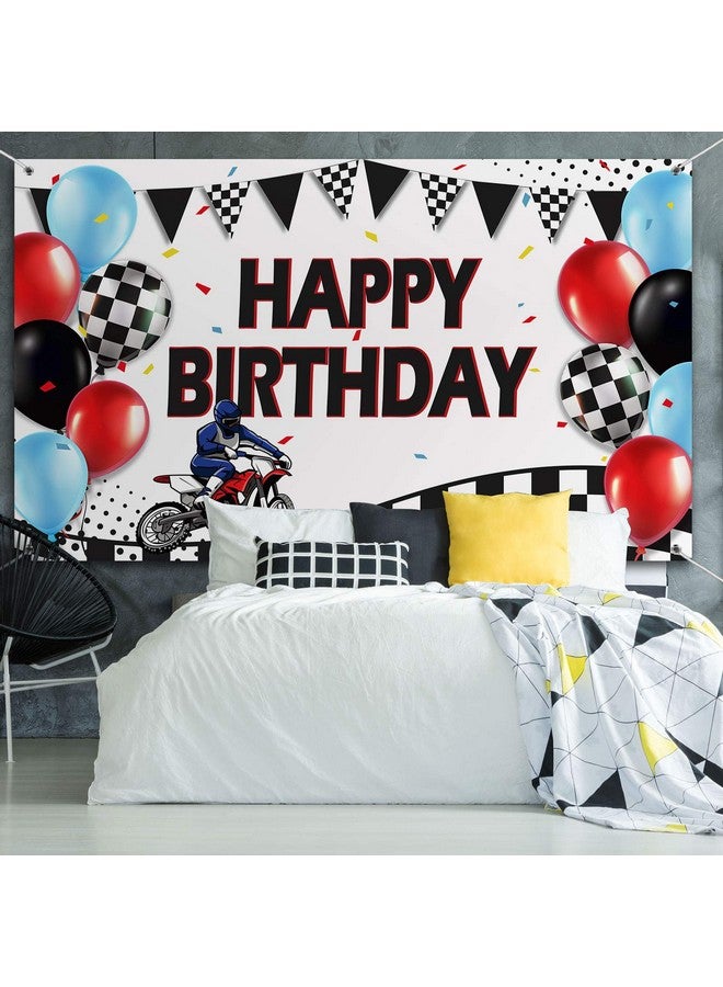 Sumind لافتة خلفية لتزيين حفلة عيد ميلاد دراجة نارية - سباق موتوكروس - لوازم حفلة عيد ميلاد ذات طابع دراجة نارية للمراهقين والبالغين، 72.8 × 43.3 بوصة - Image 5