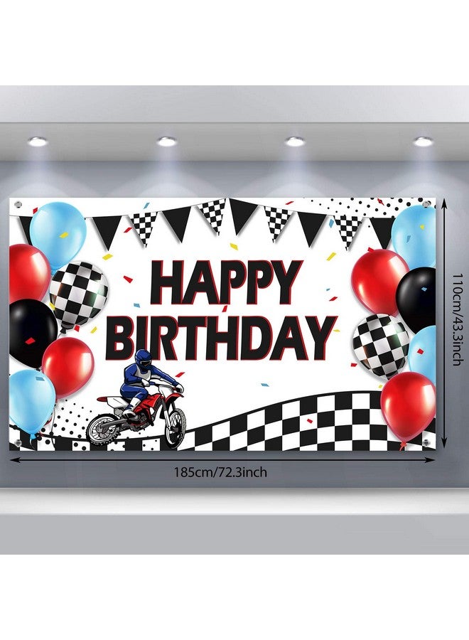 Sumind لافتة خلفية لتزيين حفلة عيد ميلاد دراجة نارية - سباق موتوكروس - لوازم حفلة عيد ميلاد ذات طابع دراجة نارية للمراهقين والبالغين، 72.8 × 43.3 بوصة - Image 2