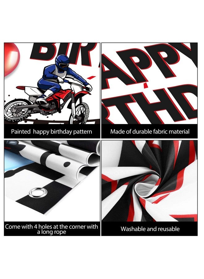 Sumind لافتة خلفية لتزيين حفلة عيد ميلاد دراجة نارية - سباق موتوكروس - لوازم حفلة عيد ميلاد ذات طابع دراجة نارية للمراهقين والبالغين، 72.8 × 43.3 بوصة - Image 3