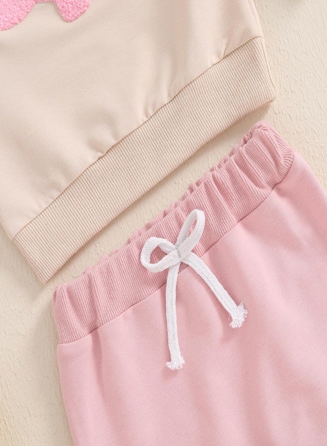 Ayalinggo Newborn Baby Girl Clothes Long Sleeve Sweatshirt Dinosaur Embroidery Patterns Cute Sweatpants Set Fall Clothes (Pink, 12-18 Months) - Image 5