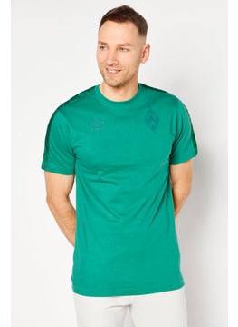Men Sportswear Fit Short Sleeve Brand Logo T-Shirt, Green