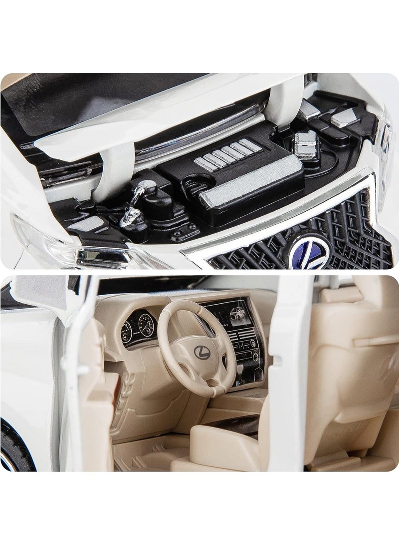 CHE ZHI لعبة سيارة معدنية مصبوبة بمقياس 1:24 لكزس LM300 مع صوت وضوء، نموذج سيارة مع صوت وضوء، أبيض - Image 3