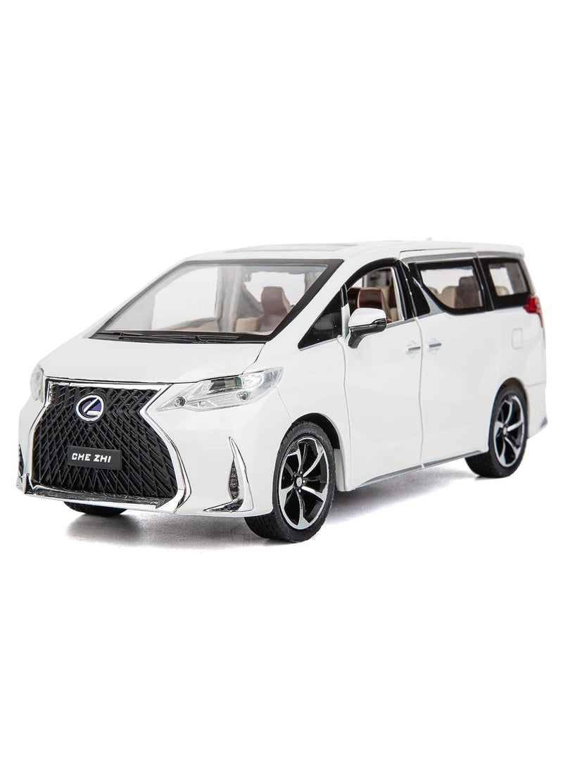CHE ZHI لعبة سيارة معدنية مصبوبة بمقياس 1:24 لكزس LM300 مع صوت وضوء، نموذج سيارة مع صوت وضوء، أبيض - Image 1
