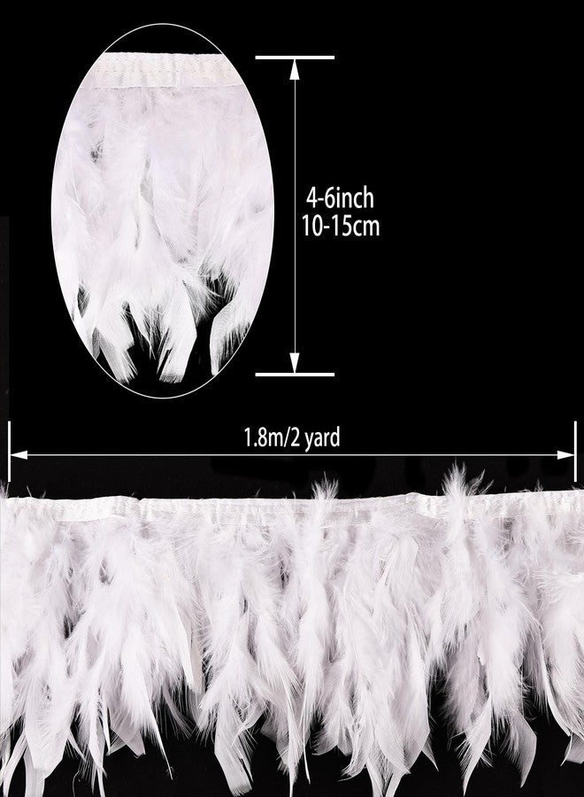 Daieeparty White Turkey Feathers Trim Fringe 2Yard 4-6inch for Party Clothing DIY Sewing Craft Wedding Dress Decoration Natural Fluffy Turkey Feather Trim - Image 2